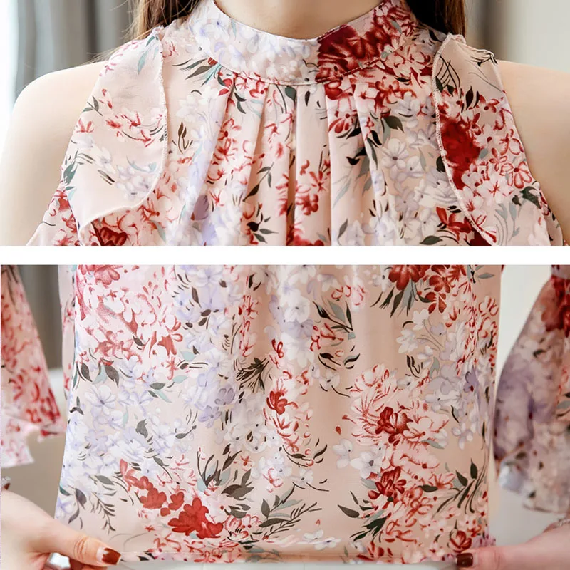 Top Trends: Clothing Femme 2022 New Ladies Tops Sweet Floral Chiffon Blouse For Women Ruffles Butterfly Sleeve Pink Shirts Blusas Mujer 2003 Shoppable Styles - Image 6