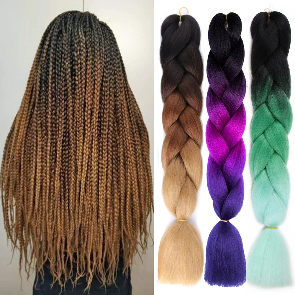 Top Trends: Black Star Hair Ombre Jumbo Braiding Hair Extensions 24 Inches 100g / Pieces Crochet Twist Braids Synthetic Hair Fiber For Women Shoppable Styles