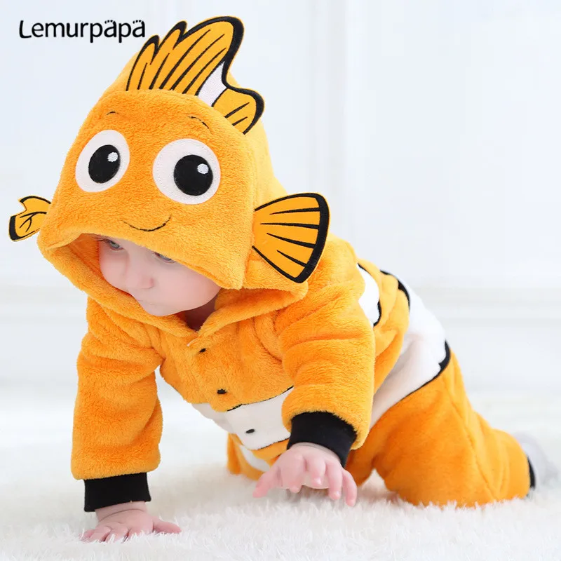 Top Trends: Kawaii Cute Baby Romper Nemo Costume Newborn Toddler Boy Girl Jumpsuit Winter Warm Clothes Anime Fish Kigurumis Onesie Suit Shoppable Styles