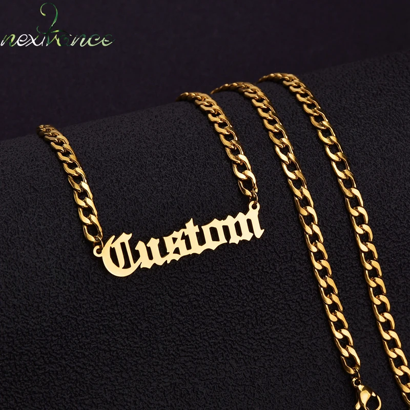 Top Trends: Personalized Custom Name Necklace Pendant Gold Color 4mm NK Chain Customized Nameplate Necklaces For Women Men Handmade Gifts Shoppable Styles