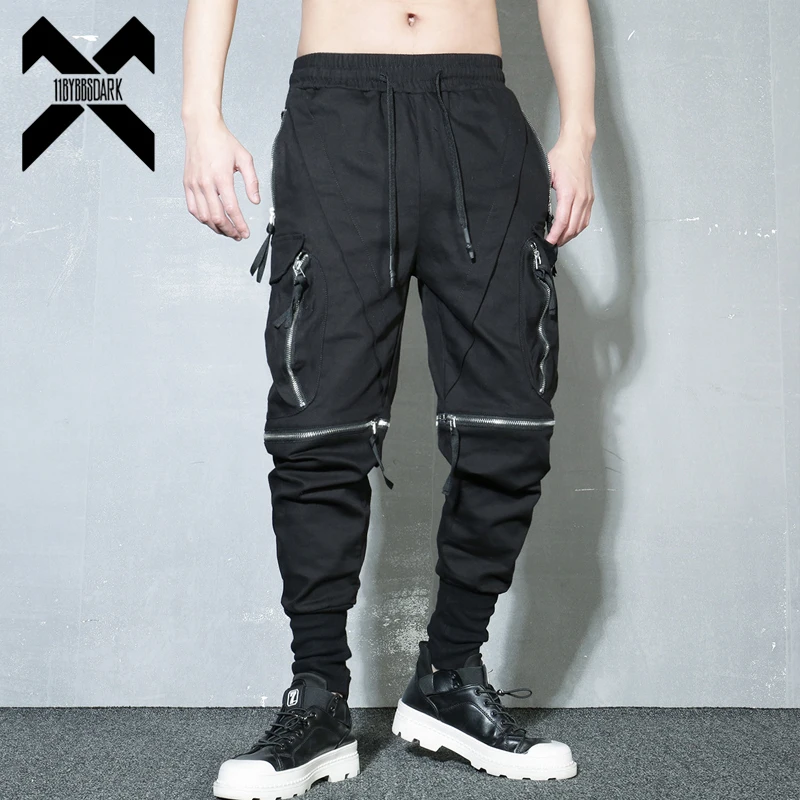 Top Trends: Detachable Black Cargo Pants Men Harajuku Hip Hop Streetwear Multi-Pocket Joggers Trousers Man Elastic Waist Techwear Shoppable Styles