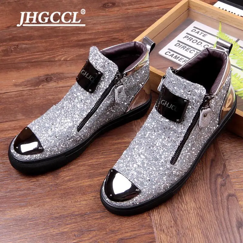 Top Trends: New Men's Casual Fashion Zipper Outdoor High-Top Shoes Man Slip-On Boots Mens Driving Party Flats H20 Shoppable Styles