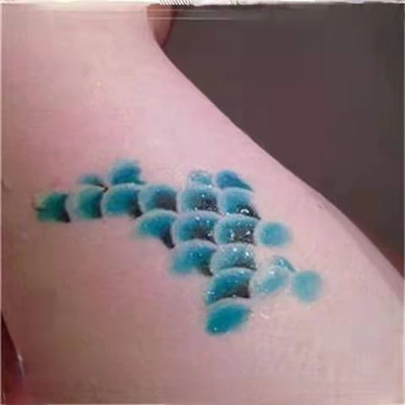 Top Trends: Blue Mermaid Scale Temporary Tattoo Sticker Female Waterproof Small Size Fresh Fashion Wrist Fake Tattoo Arm Personality Tattoo Shoppable Styles