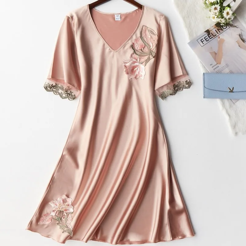 Top Trends: Silky Satin Women Nightgown Oversize Sleepwear Casual Nightdress Summer New Sleep Shirt Sexy Nightshirt Female Home Dress Shoppable Styles