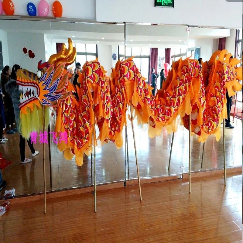 Top Trends: 7m Silk Dragon Dance Costume 6 Kids Size 5 Children Student School Art Props Ornamen Carnival Toys Outdoor Sport Folk Stage Shoppable Styles