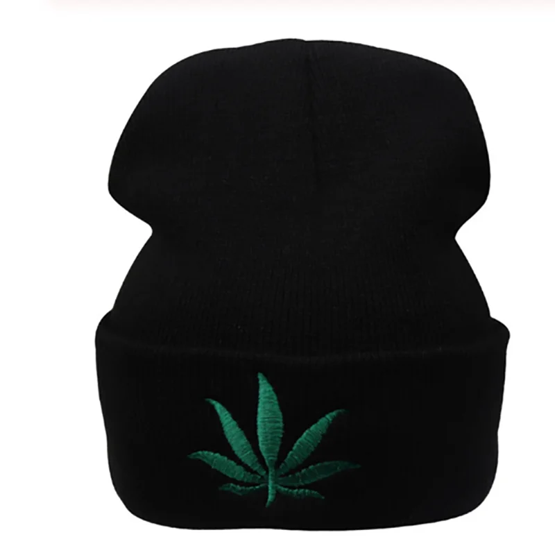 Top Trends: New Men Women Winter Weed Leaf Beanie Hats Warm Hip Hop Punk Knitting Winter Hat For Women Autumn Woolen Cap Skullies Black Hat Shoppable Styles