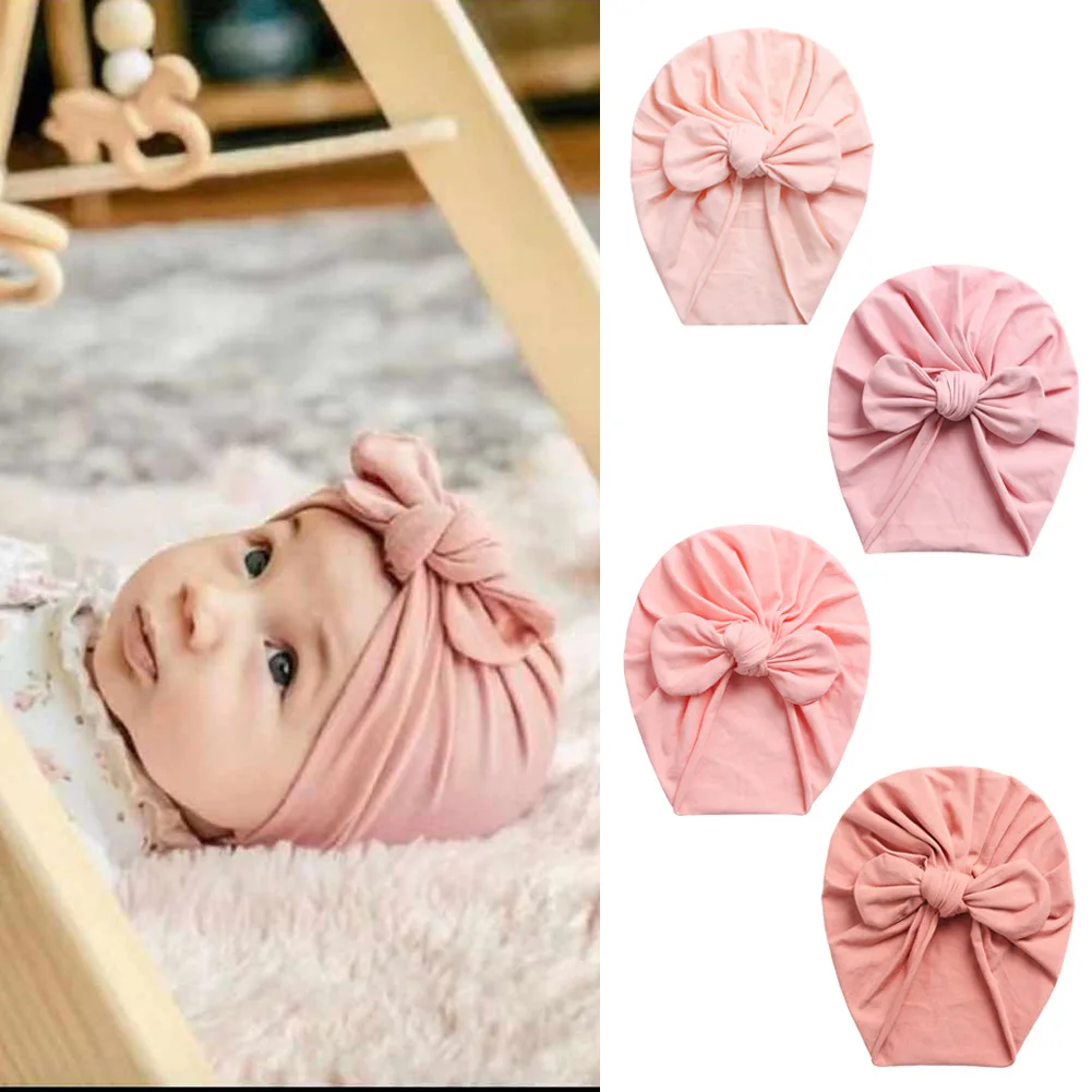 Top Trends: 1PC New Solid Cotton Turban Baby Bonnet Beanies Newborn Hat Boys Girls Top Knotted Head Wraps Infant Bunny Ear Caps Kid Headwear Shoppable Styles