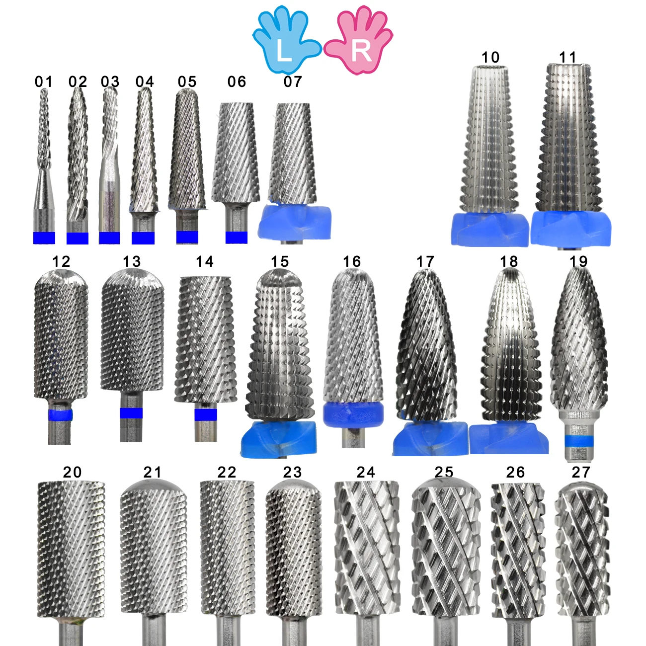 Top Trends: NAILTOOLS Both 2 Hand Left+ Right 27 Different Type Carbide Stable Shank Nail Drill Machine Accessories Cutter Nail Drill Bits Shoppable Styles