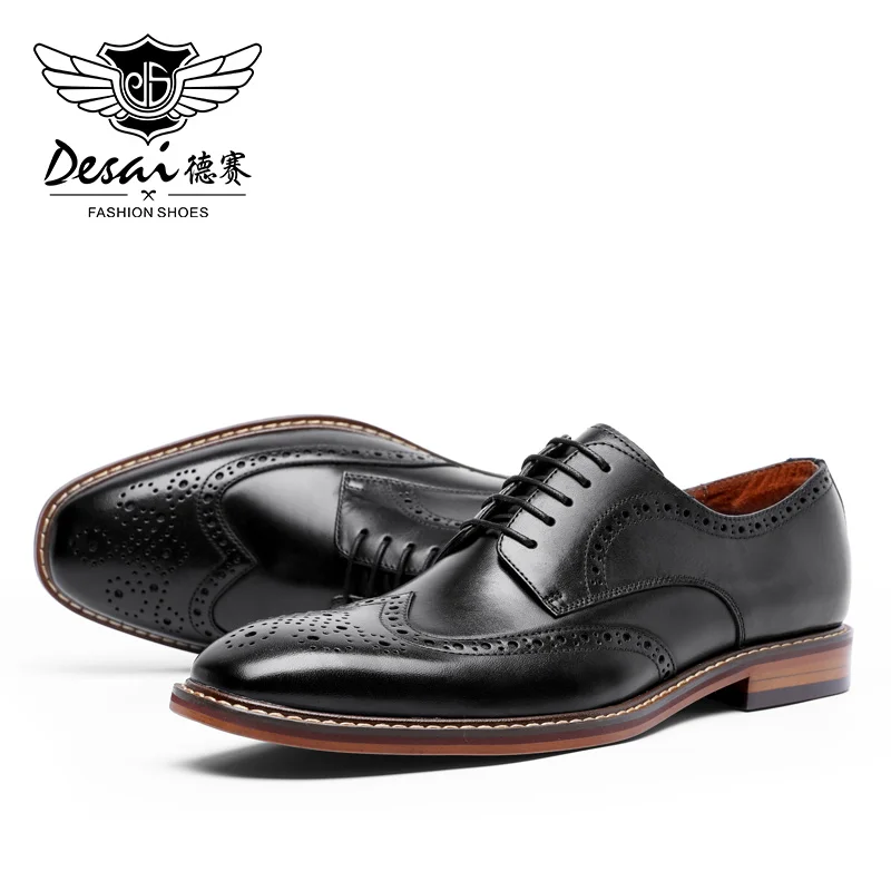 Top Trends: DESAI Men Shoes Business Dress Genuine Leather Shoes For Men Formal Casual Bullock Brogue Formal 2022 New Arrivals Up To Size 13 Shoppable Styles - Image 4