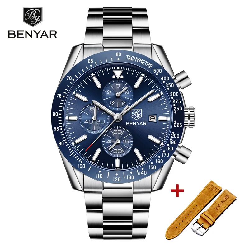 Top Trends: New BENYAR Wristwatch Mens 2023 Quartz Chronograph Mens Watches Top Brand Luxury Fashion Military Watch Men Clock Zegarki Meskie Shoppable Styles