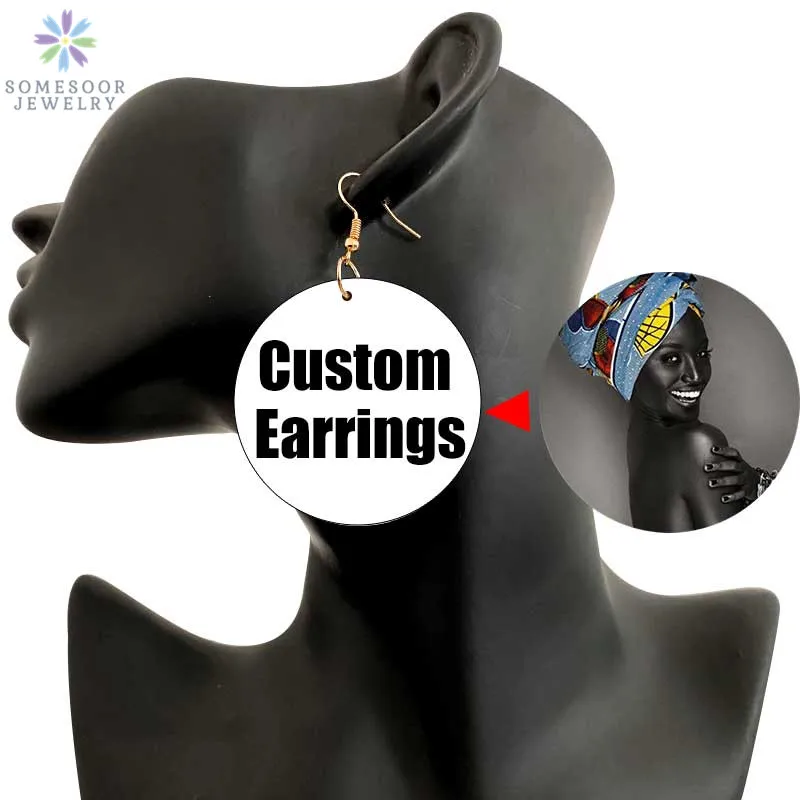 Top Trends: SOMESOOR 6cm Round Personalized Afro Wood Drop Earrings Blacks Art Photos Custom Printed African Loops Jewelry For Women Gifts Shoppable Styles