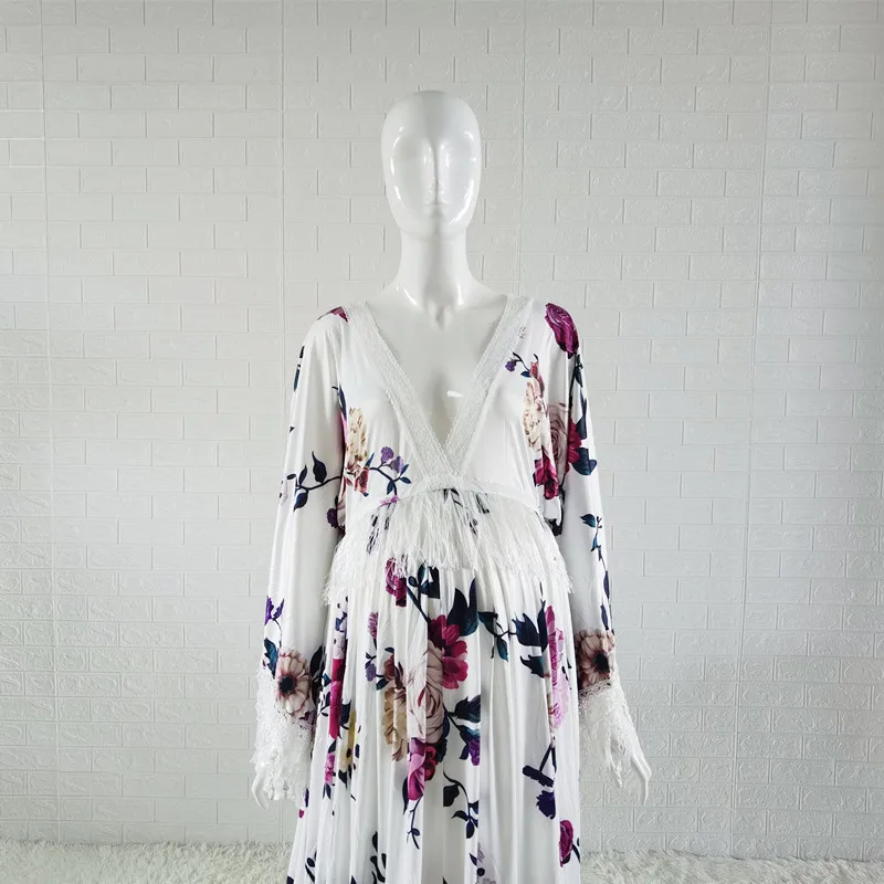 Top Trends: Floral Print Boho Dresses For Maternity Photography Props Vintage Flower Maternity Bohemian Dress For Photo Shoot Shoppable Styles - Image 3