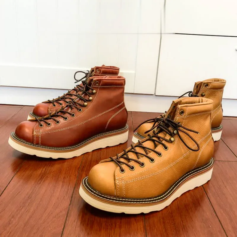 Top Trends: U6796 Red Tornado Super Quality Handmade Italian Cowhide Genuine Leather American Style Goodyear Welted Boots Size 35-49 Shoppable Styles