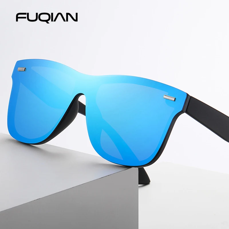 Top Trends: Luxury Square Polarized Sunglasses Men Women Fashion One-piece Sun Glasses Unisex Vintage Mirror Blue Driving Eyewear UV400 Shoppable Styles