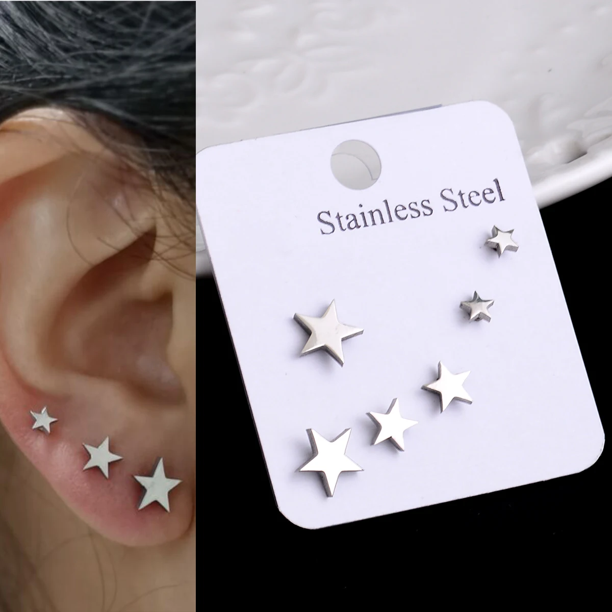 Top Trends: Stainless Steel Earrings Small Cute Butterfly Star Moon Heart Stud Earrings Set Punk Piercing Earing Women's Minimalist Jewelry Shoppable Styles