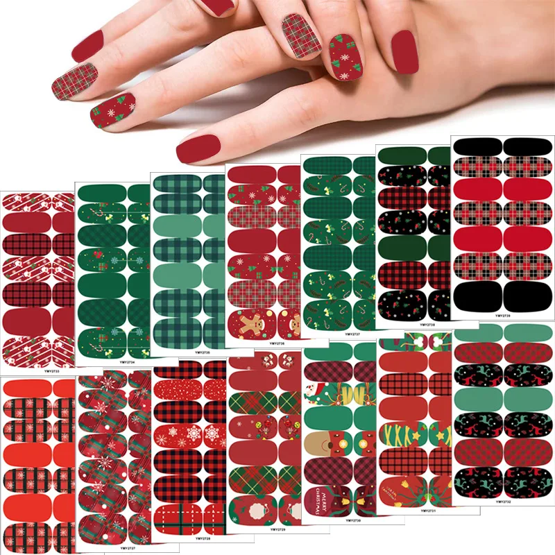 Top Trends: Baking Free Christmas Series Nail Polish Stickers Strips Plain Nail Art Decorations Heart Designs Glitter Powder Manicure Tips Shoppable Styles