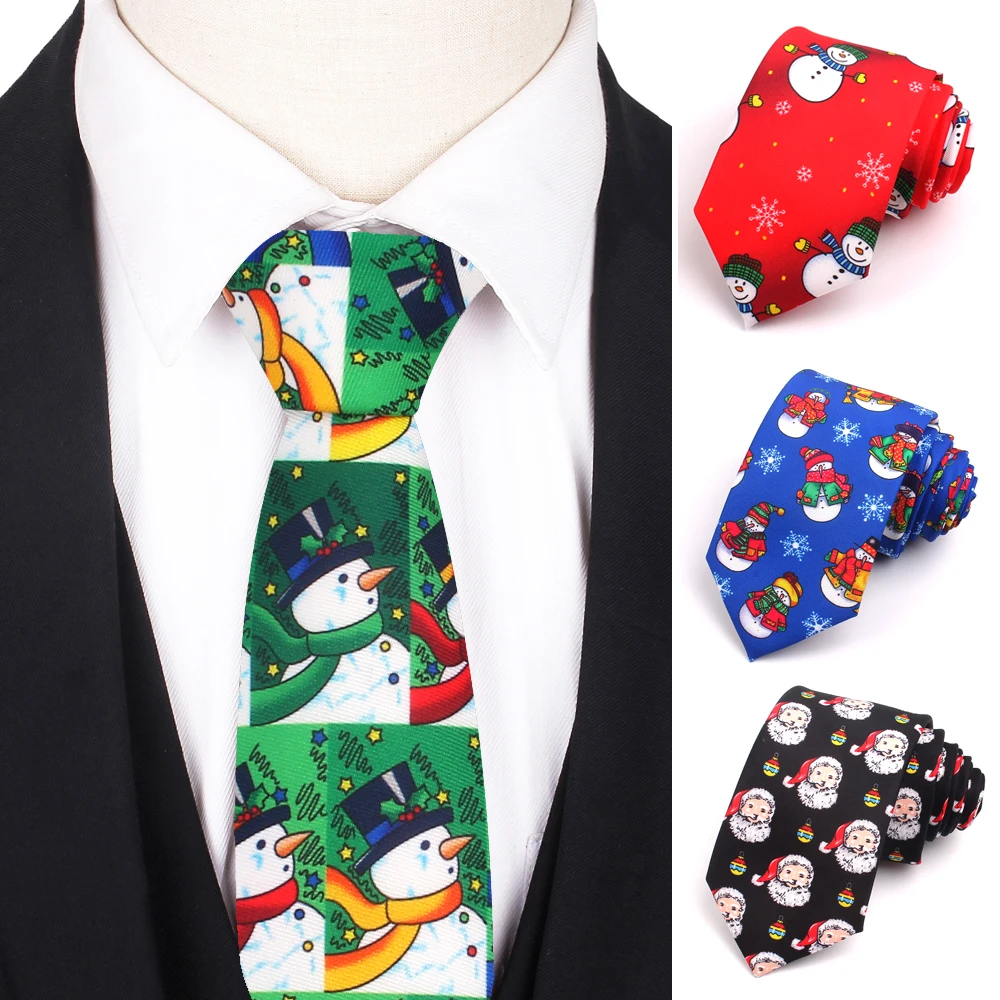 Top Trends: Snowman Print Ties For Men Women Christmas Necktie For Gifts Santa Claus Tie Christmas Tree Necktie For Gift Gravatas Shoppable Styles