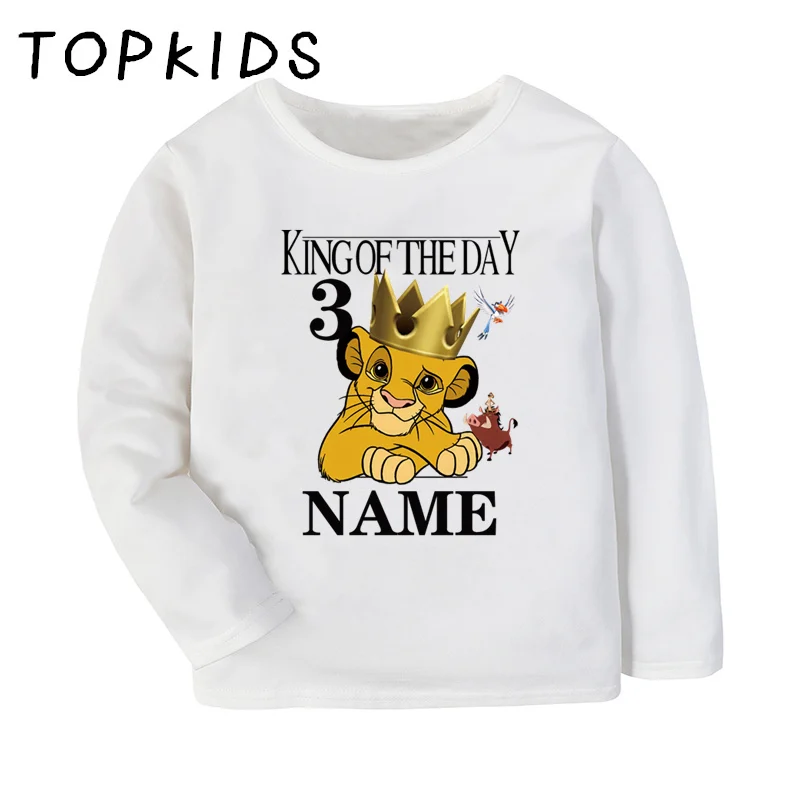 Top Trends: Customized Name Birthday T Shirt King Of The Day Cartoon Lion Boys Clothes Baby Girls Cute Tops Kids Long Sleeve T-shirt, LKP2467 Shoppable Styles