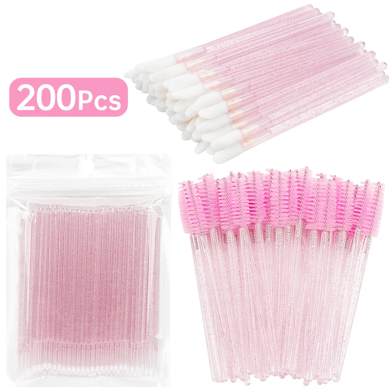 Top Trends: 200 Pcs Disposable Crystal Makeup Brushes Tool Set Eyelash Lip Microbrush Mascara Wands Applicator Swab Eyelash Extension Tools Shoppable Styles