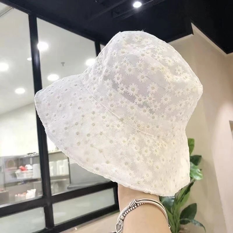 Top Trends: 2021 Spring And Summer Women&#039;s Sunscreen Sun Hat, Daisy Embroidery Lace Breathable Fisherman Hat, Bucket Hat, Basin Hat Shoppable Styles