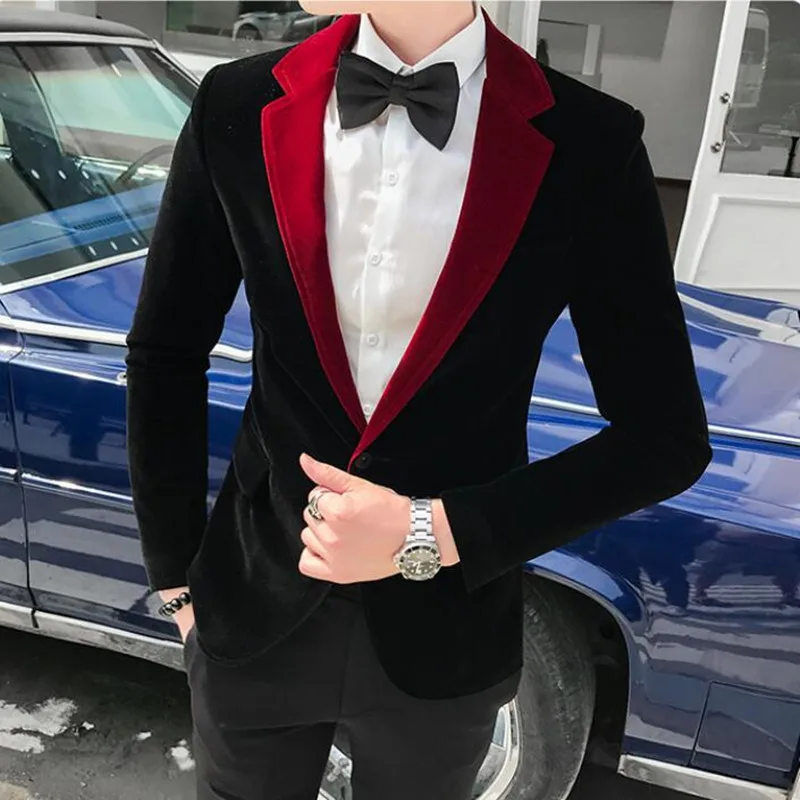 Top Trends: 2021 High Quality Gold Velvet Men Suit Jacket Fashion Men Wedding Dress Jacket Casual Slim Suit Formal Evening Dress Blazer 2XL Shoppable Styles