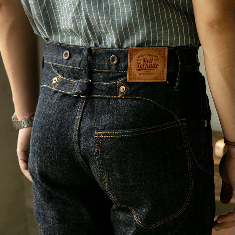 Top Trends: FBC-0001 Red Tornado Read Description 14oz Indigo Selvage Pants One Washed Sanforized Thick Raw Denim Buckle Jean Shoppable Styles