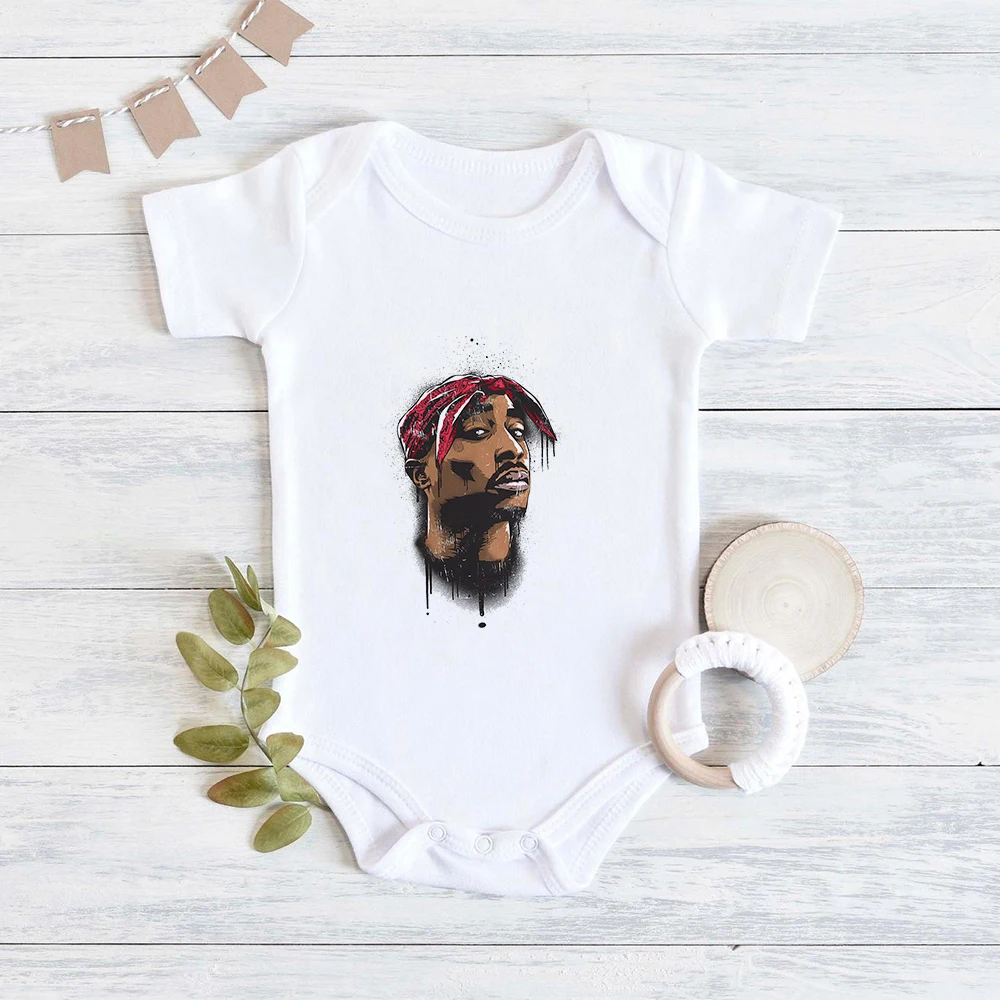 Top Trends: American Rapper Tupac 2pac Hip Hop Baby Boy Girl Clothes Fashion Trend 2022 Bodysuit For Newborn Summer Home Baby Rock Onesies Shoppable Styles - Image 4