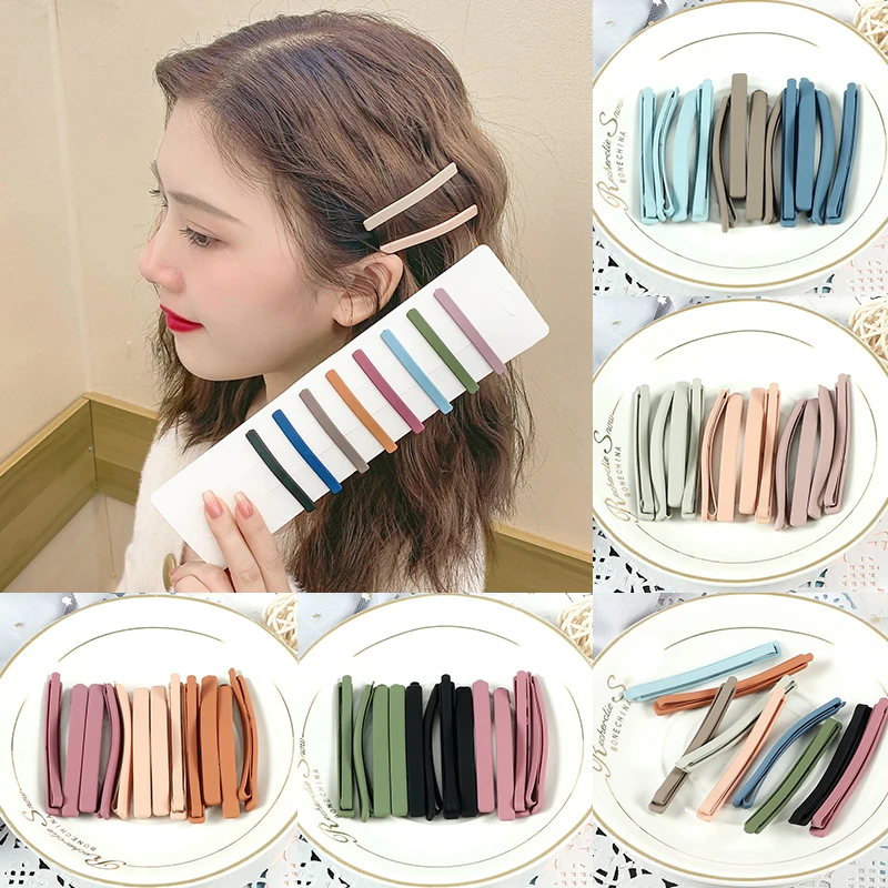 Top Trends: 5Pcs / Set Candy Colors Hair Clips For Girls Women Simple Basic Sweet Hairpins Painted Colorful Matte Hair Accessories Barrette Shoppable Styles