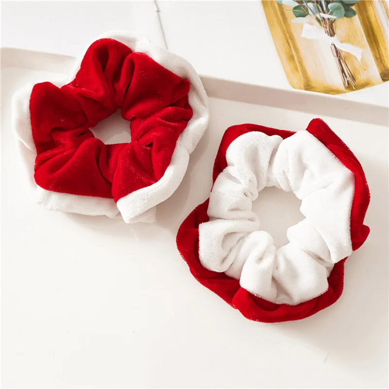 Top Trends: Newest Vintage Red Christmas Scrunchies For Women Classic White Velvet Fur Fashion Hair Band Hair Rope Party Dress Wholesale Shoppable Styles