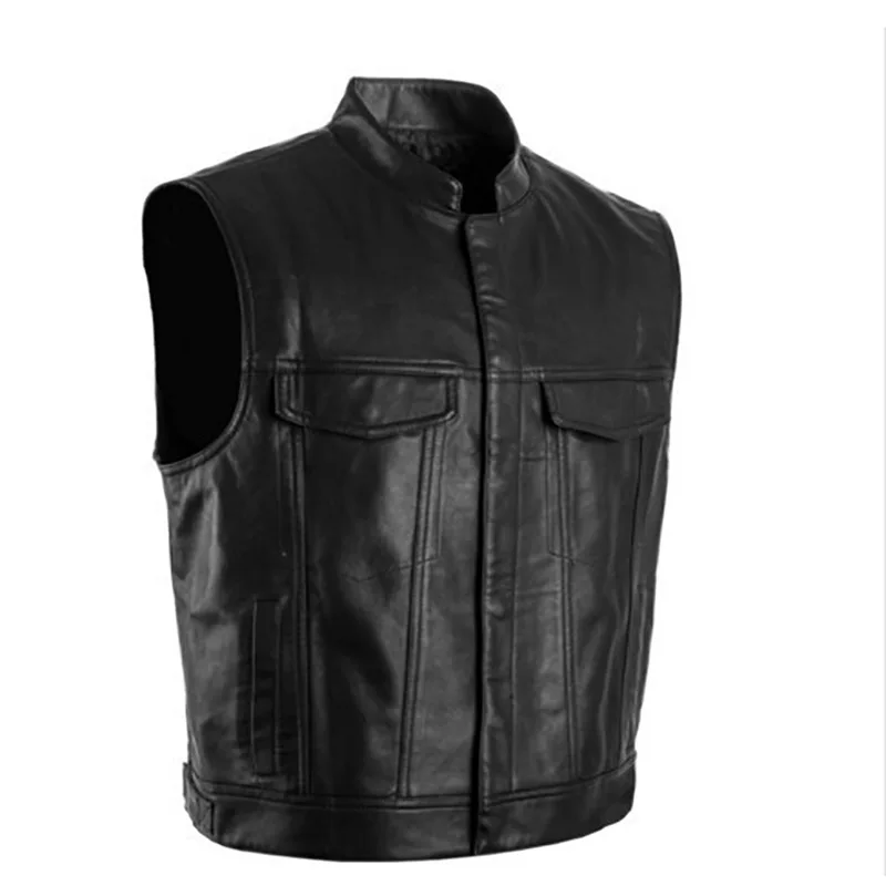 Top Trends: Men Vest Black Biker Motorcycle Hip Hop Waistcoat Male Faux Leather Punk Spring Sleeveless Leather Vest Plus Size Loose Casual Shoppable Styles