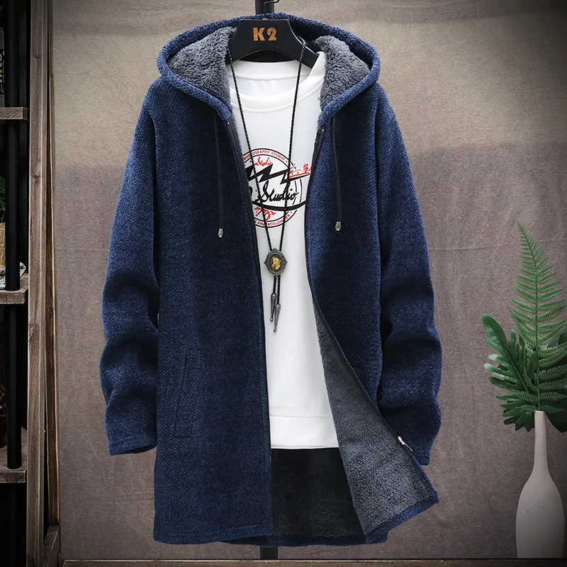 Top Trends: Zipper Jumper Cardigan Sweater Autumn / winter Long Coat Fleece Heavy Wool Hoodie Solid Chenille Men's Fashion Jacket Shoppable Styles - Image 6