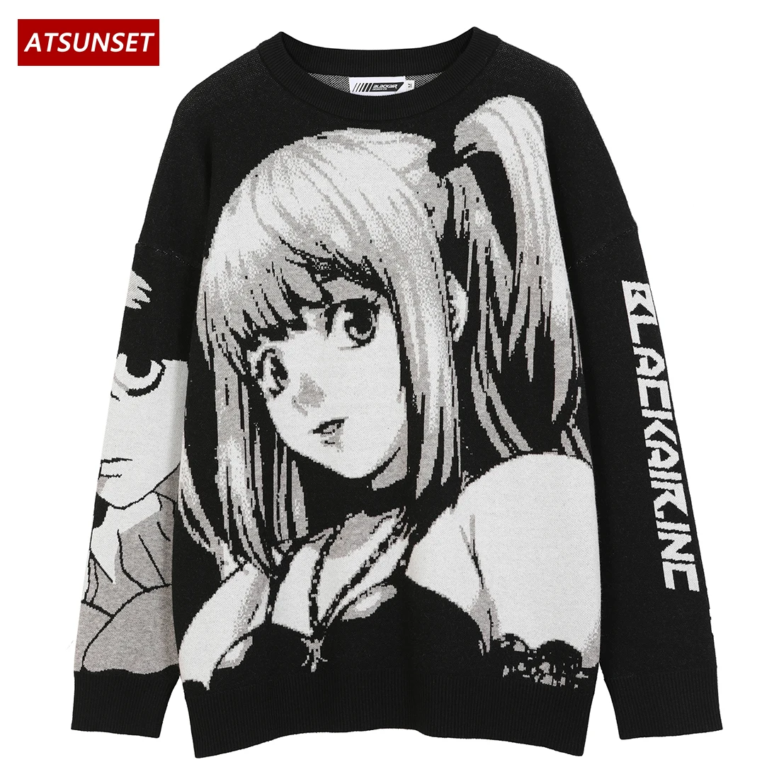 Top Trends: ATSUNSET Anime Girl Knitted Death Note Sweater Pullover 2021 Hip Hop Streetwear Vintage Style Harajuku Sweater Shoppable Styles