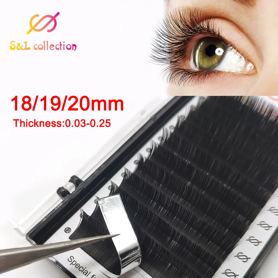 Top Trends: 16rows / case 18, 19, 20mm Long Style Length In One Tray Maquiagem Cilios Silk Natural Individual Eyelash Extension Cosplay Make-up Shoppable Styles