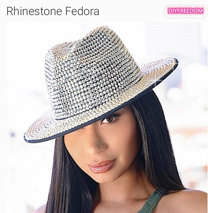 Top Trends: Rhinestone Fedora Jazz Hats Cowboy Hat For Women And Men Double-sided Color Cap Red With Black Diamond Fedora Wholesale 2021 Shoppable Styles