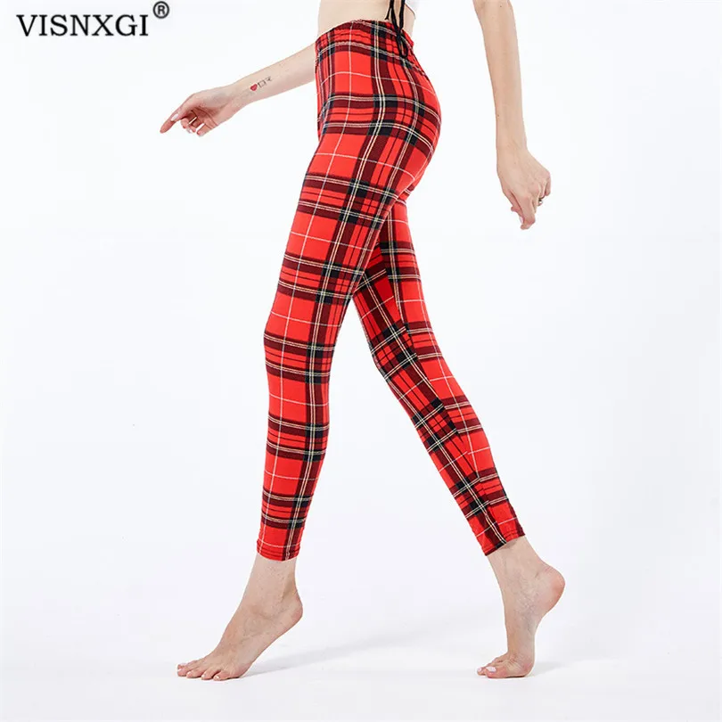 Top Trends: VISNXGI Push Up Leggings Women Leggings Fashion Plaid Printing Legging Sexy Leggings Fitness Leggins Trouser High Waist Pants Shoppable Styles