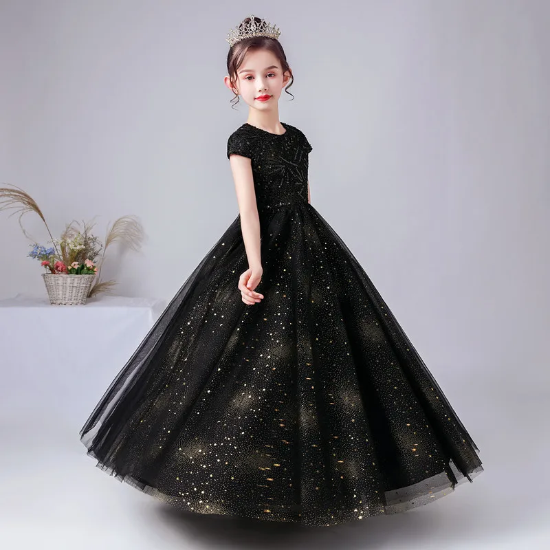 Top Trends: Dideyttawl Sparkly Sequins Black Flower Girl Dress Concert Dress Junior Tulle Long Birthday Party Princess Gown Shoppable Styles