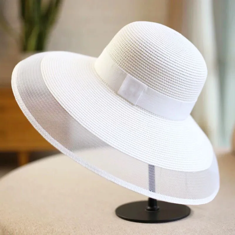 Top Trends: Summer Women Casual Straw Hat Sun Cap Floppy Large Brim Lace Holiday Beach Hat Ribbon Cap Panama Gorros Shoppable Styles