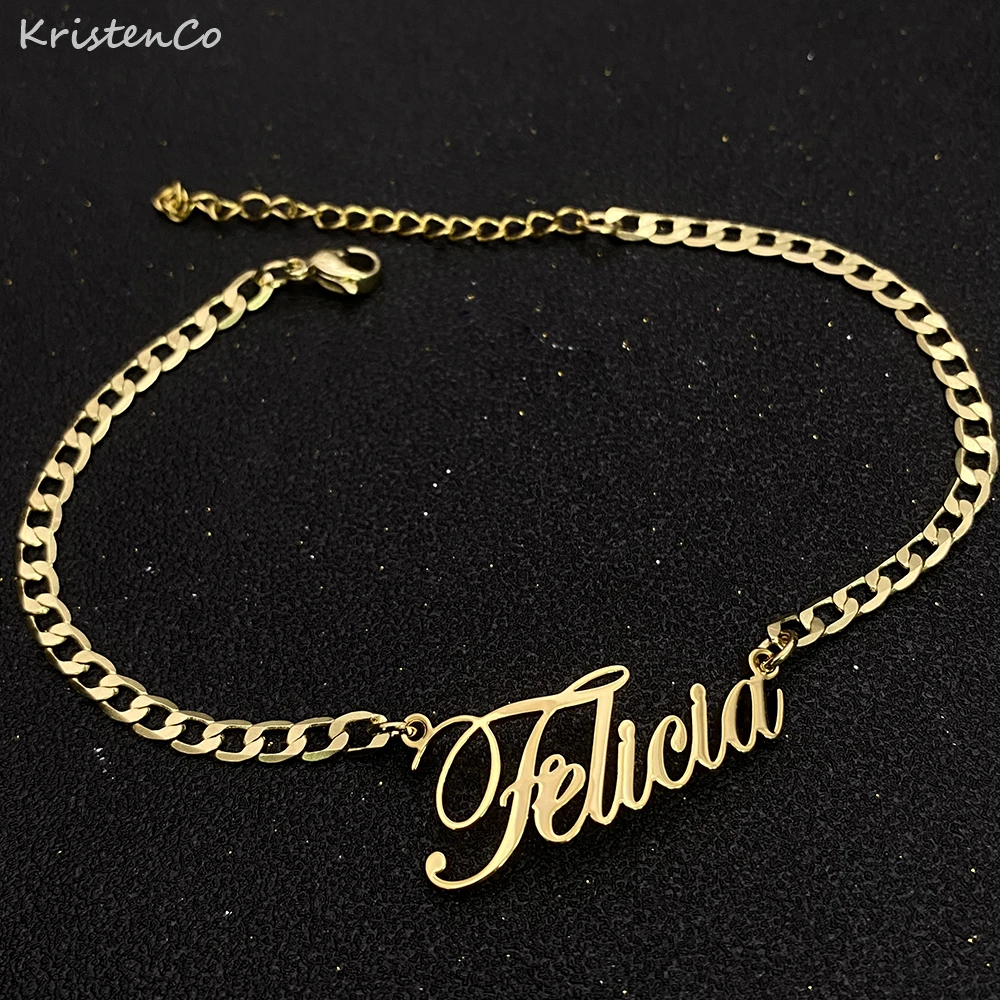 Top Trends: KristenCo Customized Personalized Name Anklet Custom Name Jewelry Stainless Stee Anklet Women Jewelry Handmade Gift Shoppable Styles