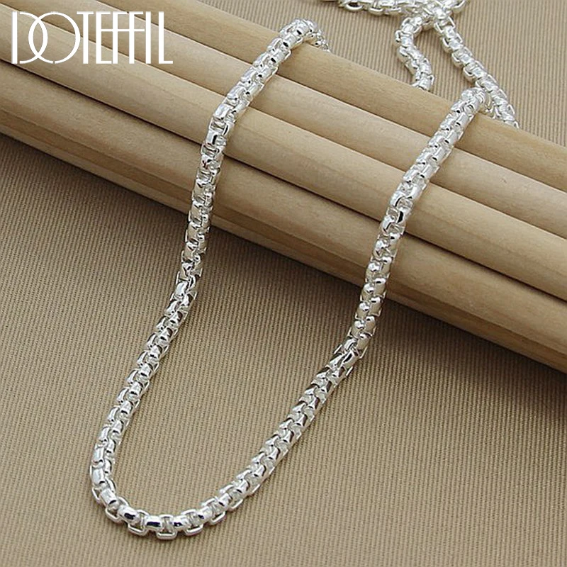 Top Trends: DOTEFFIL 925 Sterling Silver 5mm Round Box Chain 18 / 20 / 24 Inch Necklace For Woman Men Fashion Wedding Engagement Charm Jewelry Shoppable Styles