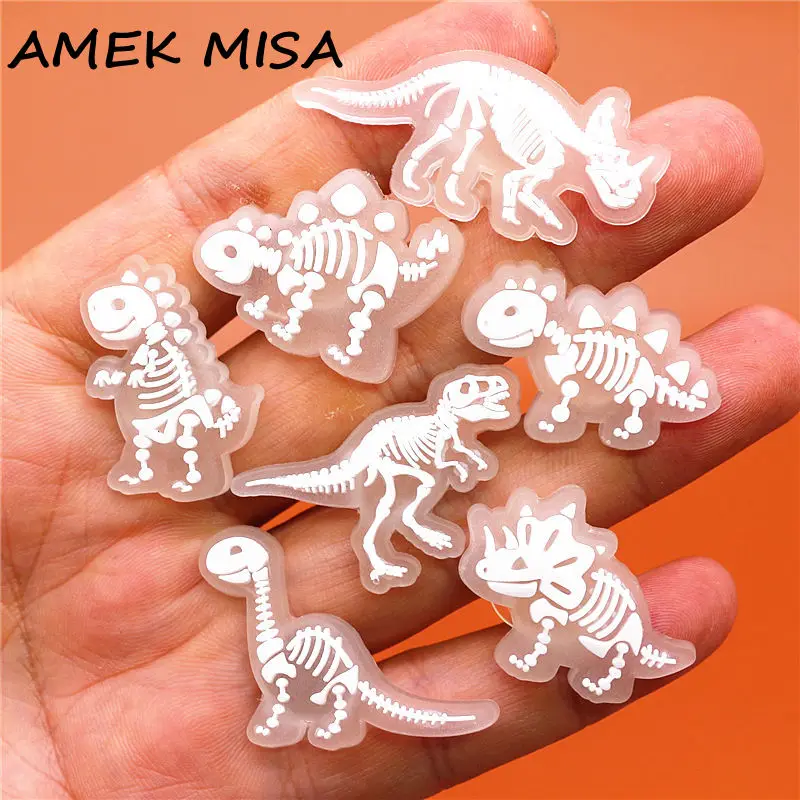 Top Trends: 1pcs Luminous Shoe Charms Fluorescent White Dinosaur Skeleton PVC Shoe Buckle Decoration Upper Clips Fit Party Kids Gifts U286 Shoppable Styles