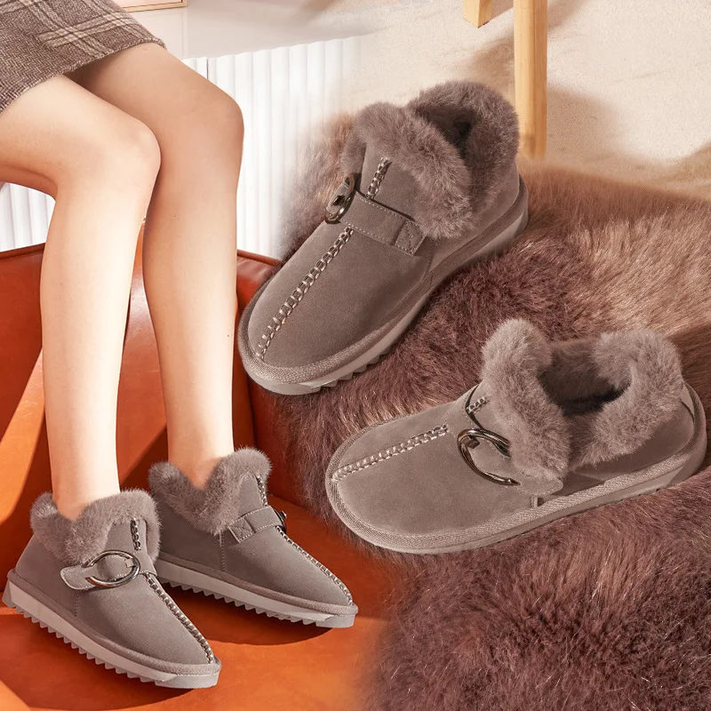 Top Trends: Women Flats Shoes Fur Loafers Women Winter Cotton Shoes Non-slip Warm Snow Boots Slip-on Plush Slippers Moccasins Ladies Shoes Shoppable Styles