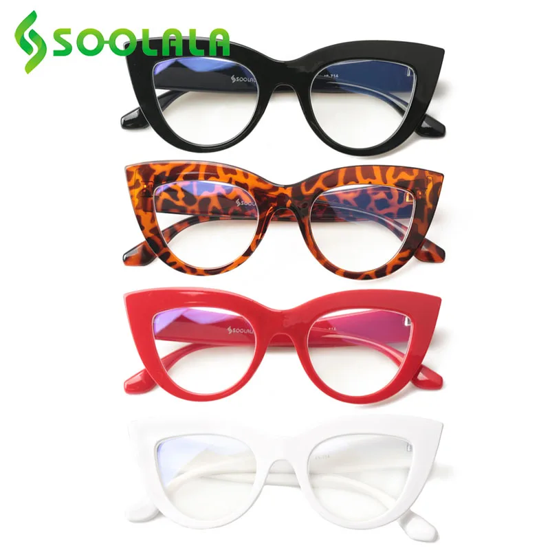 Top Trends: SOOLALA 4 Pairs Anti Blue Light Cat Eye Reading Glasses Women Prescription Glasses Gafas De Lectura + 1.0 1.25 1.5 1.75 To 4.0 Shoppable Styles - Image 2