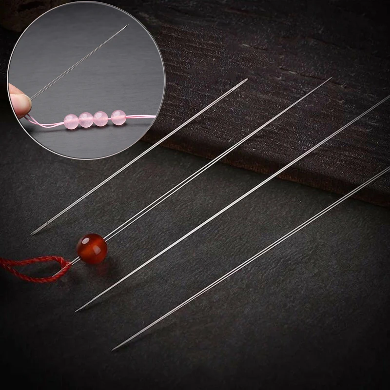 Top Trends: 5Pcs Central Opening Curved Beading Needles For Bead Threading String Cord Easy Jewelry Making Stainless Steel Tools Pins Shoppable Styles