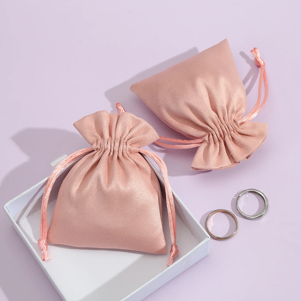 Top Trends: 50pcs Velvet Drawstring Bag Chic Small Gift Packing Bag Earrings Ring Necklace Jewelry Packaging Display Flannel Pink Pouches Shoppable Styles