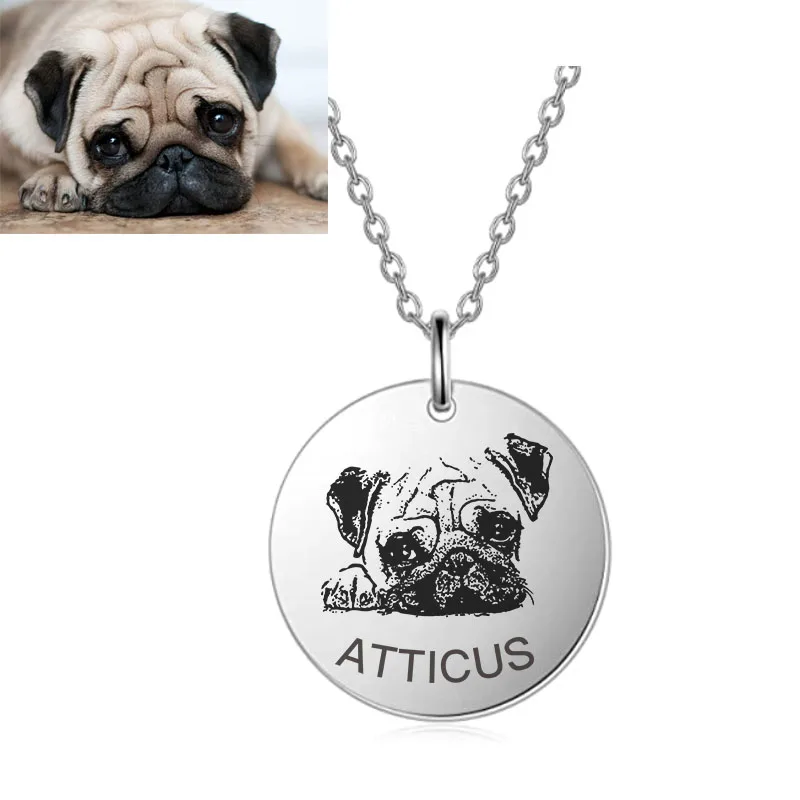 Top Trends: Customized Pet Portrait Name Necklace Personalized Pet Gifts Photo Engraved Pet Memorial Jewelry Cat Dog Necklace For Animal Lov Shoppable Styles