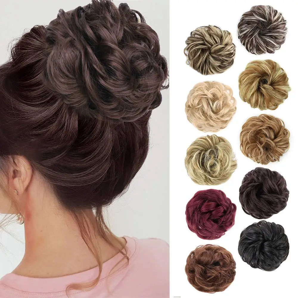 Top Trends: Synthetic Messy Hair Bun Elastic Chignon With Elastic Rubber Band Hairpieces Messi For Women Donut Bun Ponytails Shoppable Styles