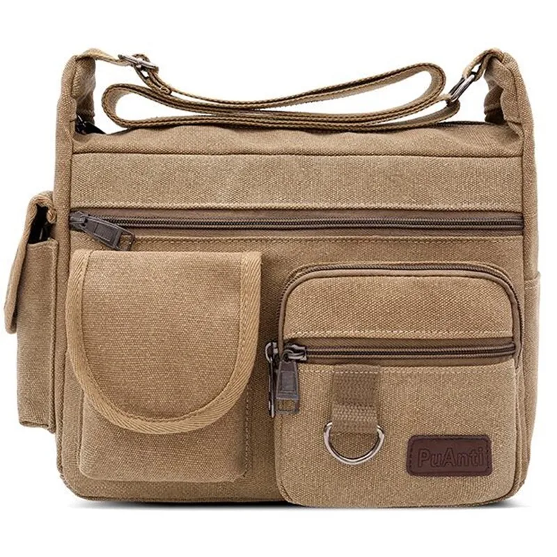 Top Trends: Canvas Messenger Bag For Men Vintage Water Resistant Waxed Crossbody Bags Briefcase Padded Shoulder Bag For Male Handbag Shoppable Styles