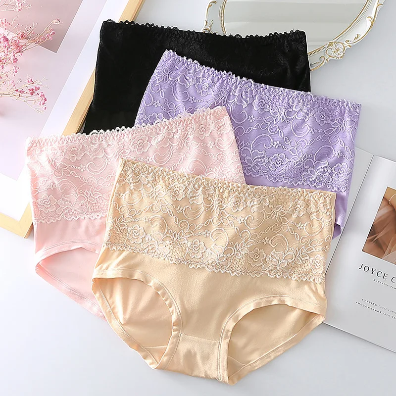 Top Trends: Large Size Women&#039;s Cotton Underwear Lace Panties Women&#039;s Solid Color Briefs High Waist Sexy Female Underpants Seamless Panties Shoppable Styles