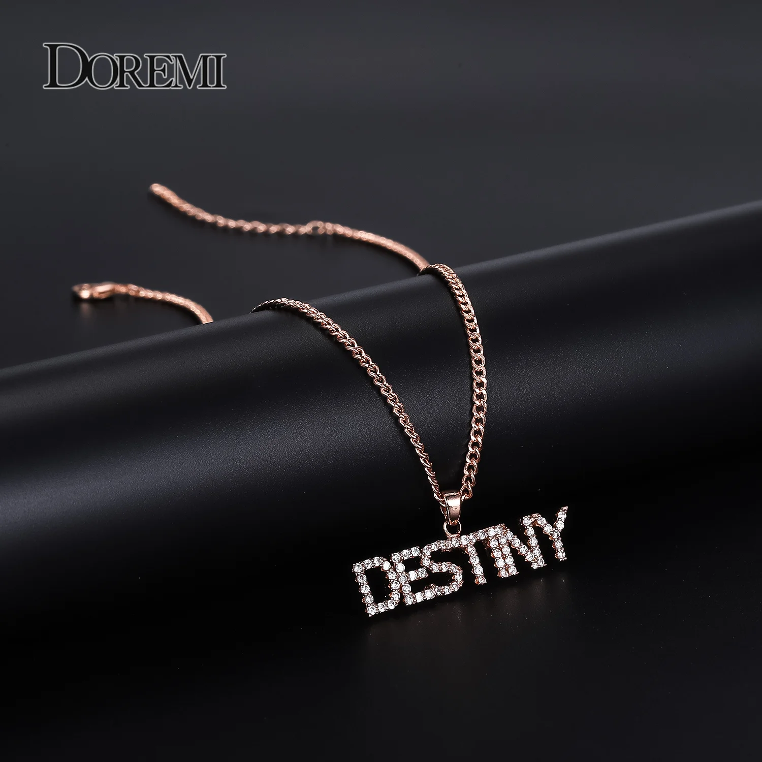 Top Trends: DOREMI 3A Zircon Personalized Custom Name Necklace For Women Men Pendant Stone Chain Zirconia Necklace With 4mm Cuban Chain Shoppable Styles