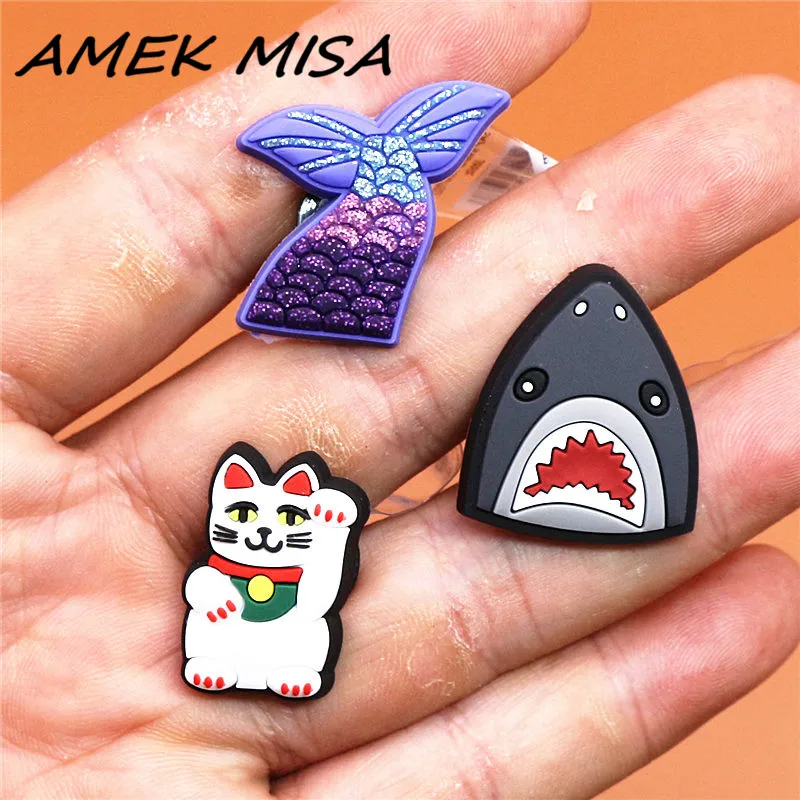 Top Trends: 1pcs Original Shoe Charms Accessories Decorations Cute Lucky Cat Mermaid Shark PVC Buckle For Kids Party Xmas Gifts U178 Shoppable Styles